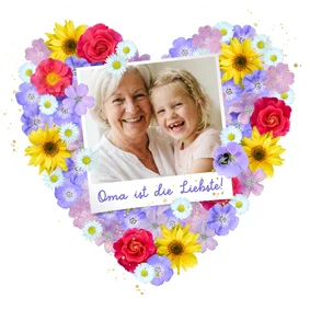 Fotokarte Blumenherz 'Liebste Oma'