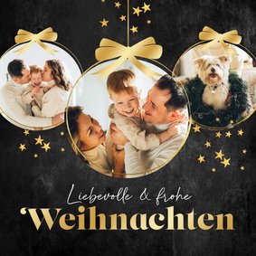 Fotokarte drei Fotos in Weihnachtskugeln