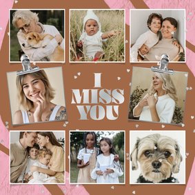 Fotokarte 'I miss you' mit 8 Fotos und Herzchen