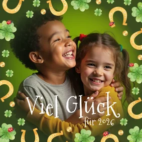 Fotokarte Neujahrsgrüße Glücksbringer