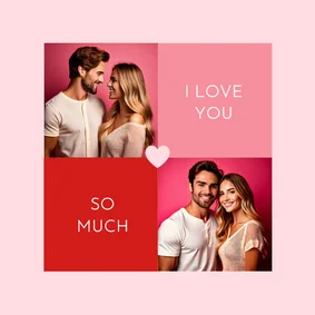Fotokarte Valentin 'I love you so much' rosa-rot