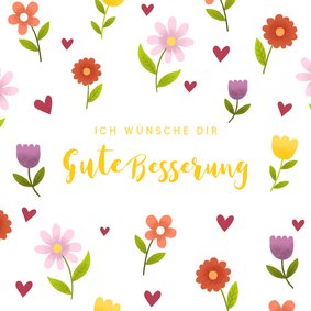 Fröhliche Karte Gute Besserung mit Blumen