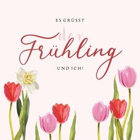 Frühlingsgrußkarte mit Tulpen