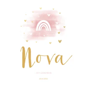 Geburtskarte Aquarell rosa Regenbogen