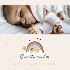 Geburtskarte eigene Fotos & Regenbogen