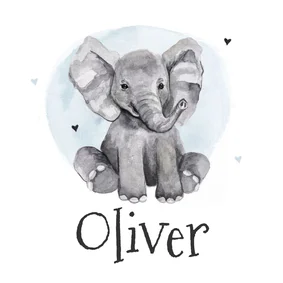 Geburtskarte Elefant Aquarell blau Foto innen