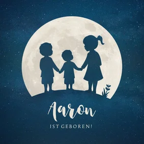 Geburtskarte Geschwister mit 3. Kind Junge Silhouette