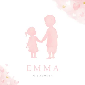 Geburtskarte Großer Bruder kleine Schwester Herzen