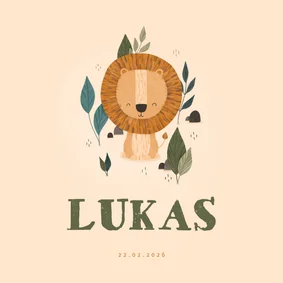 Geburtskarte Kleiner Löwe Foto innen