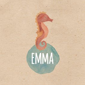 Geburtskarte mit kleinem Seepferdchen Aquarell