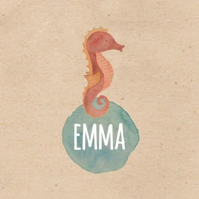 Geburtskarte mit kleinem Seepferdchen Aquarell