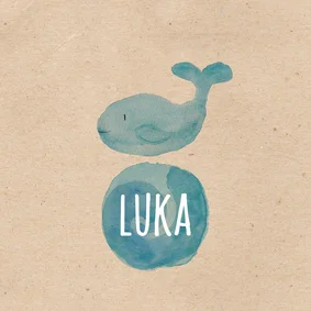 Geburtskarte mit kleinem Wal Aquarell