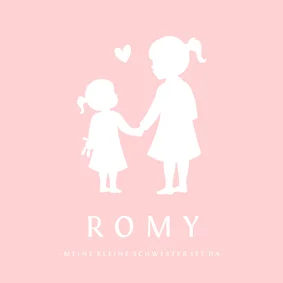 Geburtskarte Silhouette große Schwester kleine Schwester