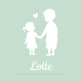 Geburtskarte Silhouette großer Bruder kleine Schwester