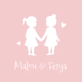 Geburtskarte Zwillinge Mädchen Scherenschnitt rosa