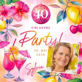 Geburtstagseinladung mit Foto tropische Cocktails