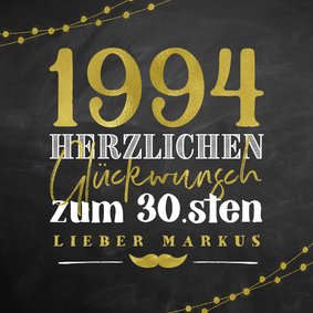 Geburtstagskarte 30 Jahre 1994