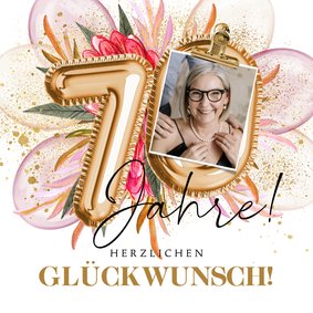 Geburtstagskarte 70 Jahre Folienballons & Foto