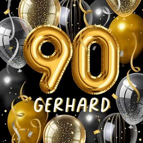 Geburtstagskarte 90 Jahre Folienballons