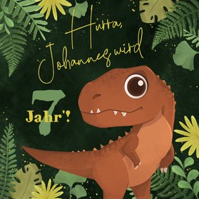 Geburtstagskarte Dino Dschungel 'Hurra, 7 Jahr'' 