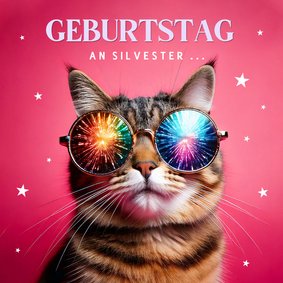 Geburtstagskarte 'Geburtstag an Silvester' mit Katze