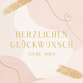 Geburtstagskarte organische Formen mit Herzchen