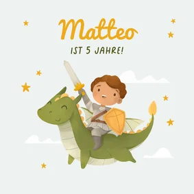 Geburtstagskarte Ritter mit Drachen