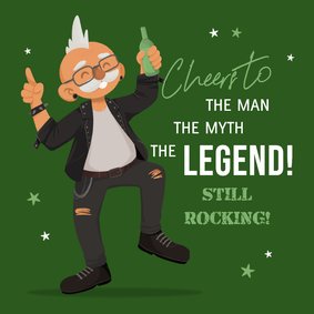 Geburtstagskarte 'The man, the myth, the legend' Rocker Grün