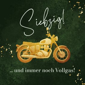 Geburtstagskarte 'Vollgas' goldenes Motorrad 70 Jahre