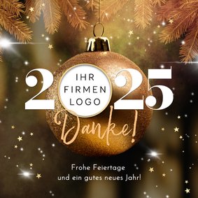 Geschäftliche Dankeskarte Weihnachtskugel mit Logo