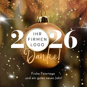 Geschäftliche Dankeskarte Weihnachtskugel mit Logo