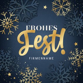 Geschäftliche Weihnachtsgrußkarte 'Frohes Fest' gold