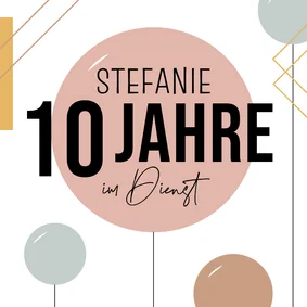 Glückwunschkarte 10 Jahre im Dienst grafisch