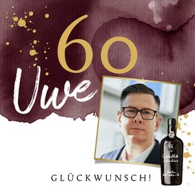 Glückwunschkarte 60. Geburtstag mit Portwein & Foto