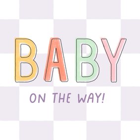 Glückwunschkarte 'Baby on the way' Schwangerschaft Karos