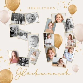 Glückwunschkarte beige Fotocollage 50