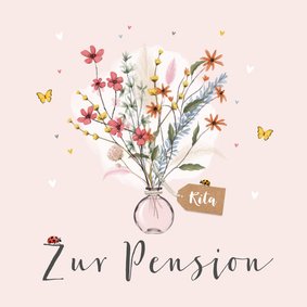 Glückwunschkarte Blumenstrauß zur Pension