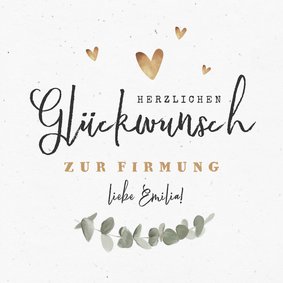 Glückwunschkarte Firmung Eukalyptus & Herzen