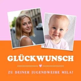 Glückwunschkarte Fotocollage Jugendweihe Color Blocking