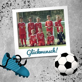 Glückwunschkarte für Fußballmannschaft mit Foto