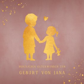 Glückwunschkarte Geburt Scherenschnitt kleine Schwester