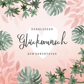 Glückwunschkarte Geburtstag Dschungel rosa