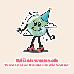 Glückwunschkarte Geburtstag Globus mit Partyhut