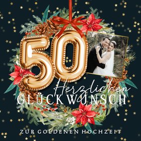 Glückwunschkarte Goldene Hochzeit weihnachtlich