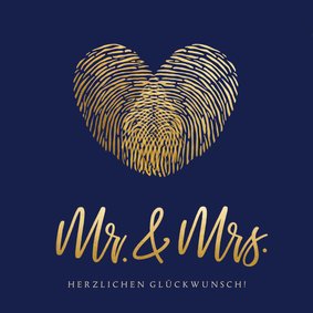 Glückwunschkarte Hochzeit Mr. & Mrs. Fingerabdruck