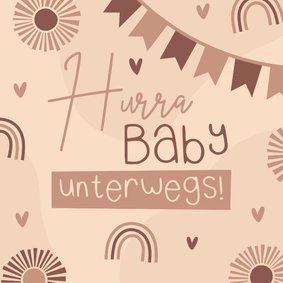 Glückwunschkarte 'Hurra, Baby unterwegs'