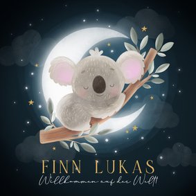 Glückwunschkarte Koala Nachthimmel Geburt 