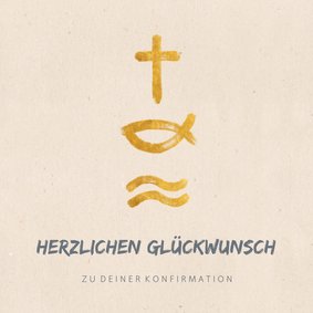 Glückwunschkarte Konfirmation Kreuz, Fisch, Wasser