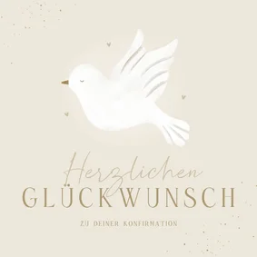 Glückwunschkarte Konfirmation Taufe beige Herzen