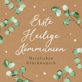 Glückwunschkarte Kraft Kommunion Eukalyptus